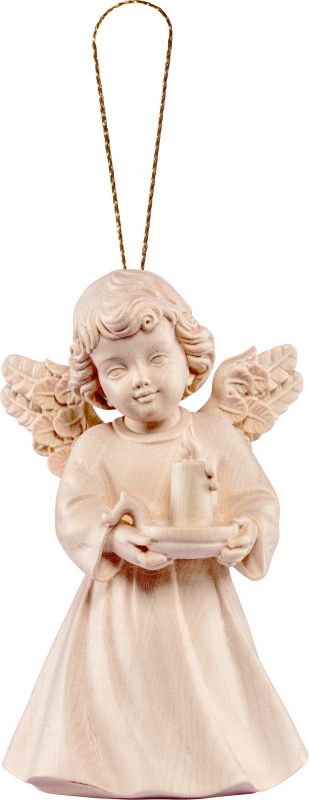 angelo sissi con candela da appendere - demetz - deur - statua in legno dipinta a mano. altezza pari a 5 cm.