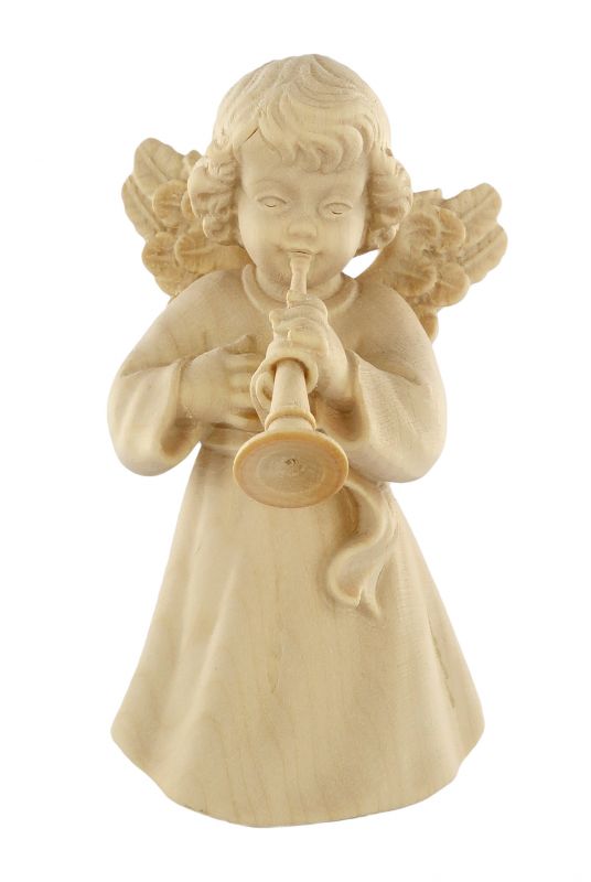 statuina dell'angioletto con tromba, linea da 10 cm, in legno naturale, collezione angeli sissi - demetz deur