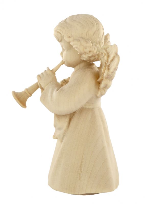 statuina dell'angioletto con tromba, linea da 10 cm, in legno naturale, collezione angeli sissi - demetz deur