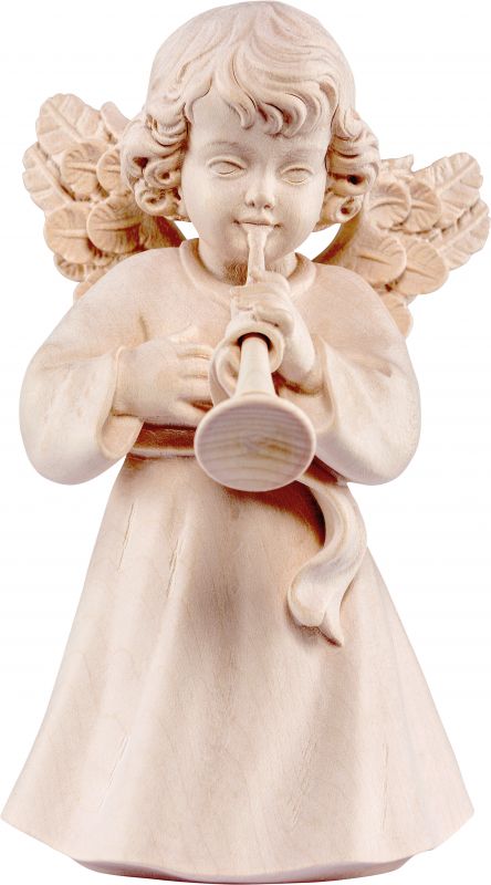statuina dell'angioletto con tromba, linea da 20 cm, in legno naturale, collezione angeli sissi - demetz deur