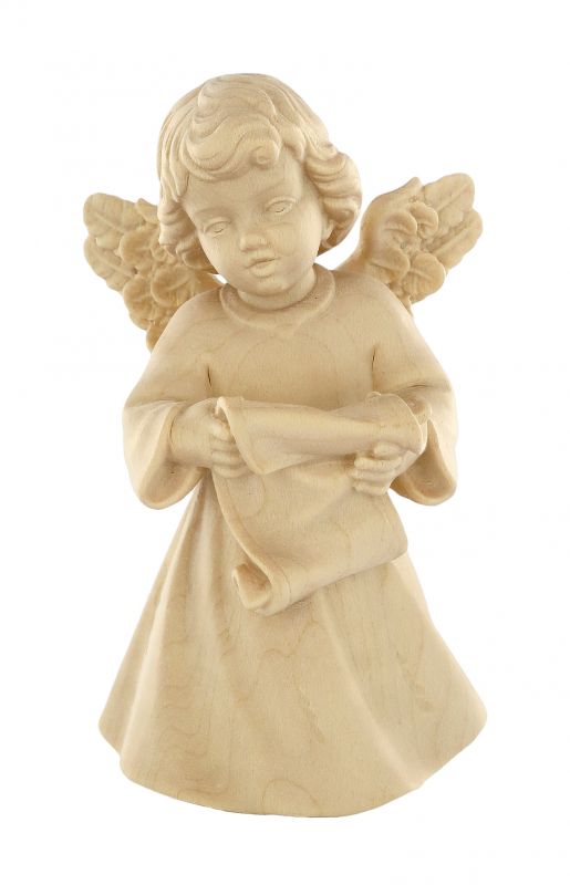 statuina dell'angioletto che canta, linea da 10 cm, in legno naturale, collezione angeli sissi - demetz deur