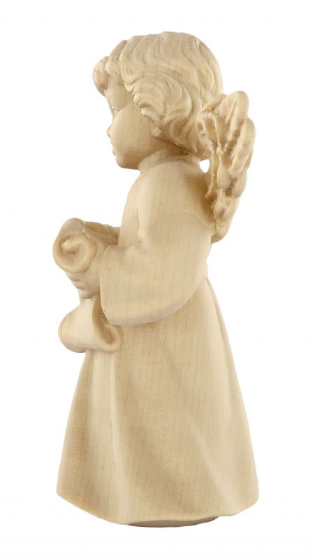 statuina dell'angioletto che canta, linea da 10 cm, in legno naturale, collezione angeli sissi - demetz deur