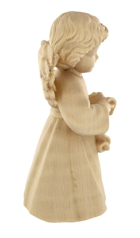 statuina dell'angioletto che canta, linea da 10 cm, in legno naturale, collezione angeli sissi - demetz deur