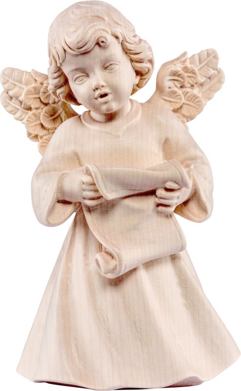 statuina dell'angioletto che canta, linea da 20 cm, in legno naturale, collezione angeli sissi - demetz deur