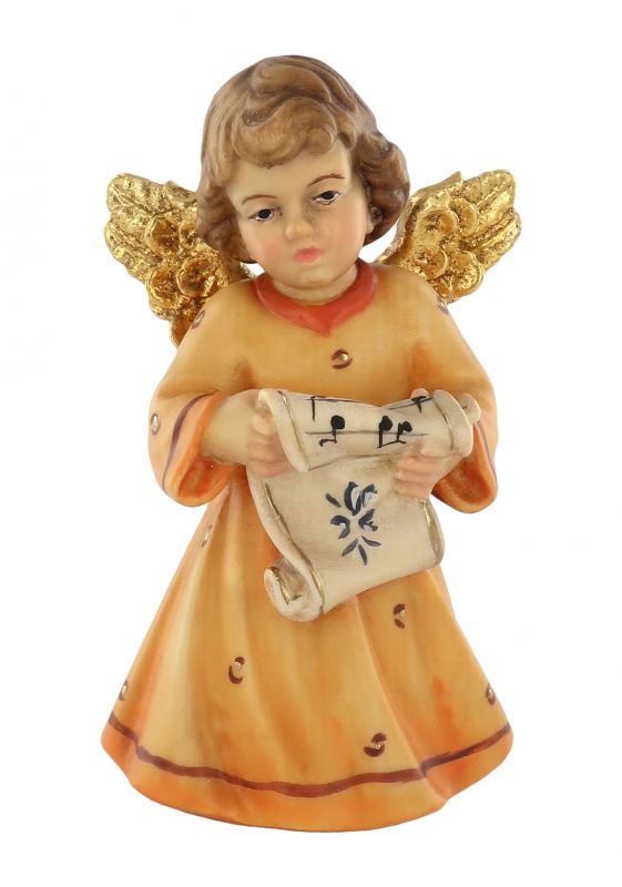 statuina dell'angioletto che canta, linea da 10 cm, in legno dipinto a mano, collezione angeli sissi - demetz deur