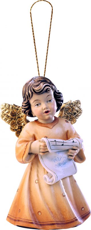 angelo sissi che canta da appendere - demetz - deur - statua in legno dipinta a mano. altezza pari a 5 cm.