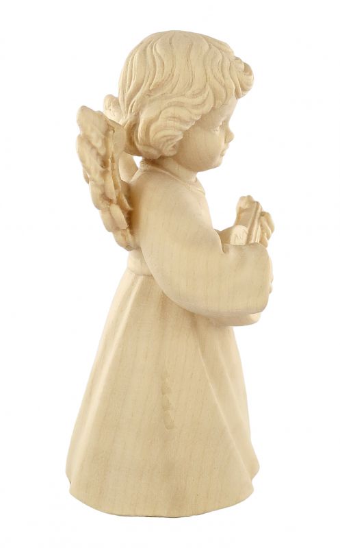 statuina dell'angioletto con mandolino, linea da 10 cm, in legno naturale, collezione angeli sissi - demetz deur