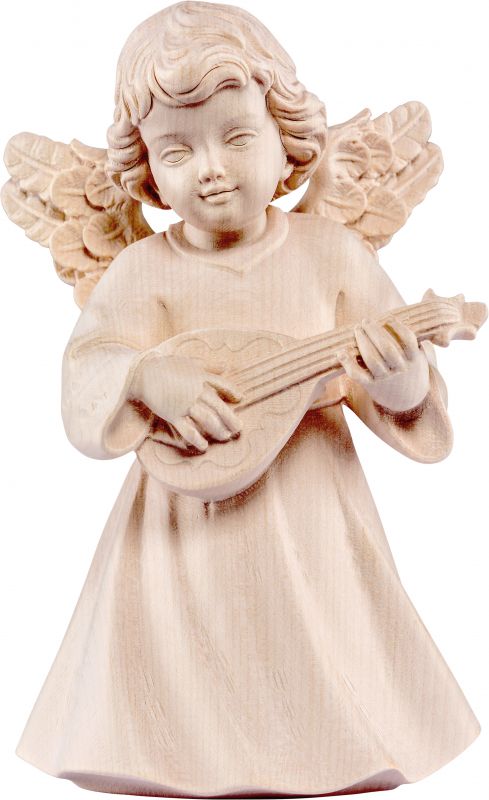 statuina dell'angioletto con mandolino, linea da 14 cm, in legno naturale, collezione angeli sissi - demetz deur