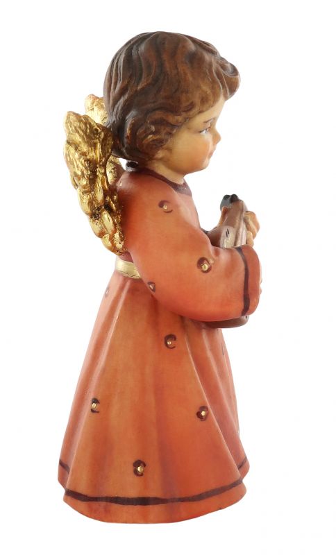 statuina dell'angioletto con mandolino, linea da 10 cm, in legno dipinto a mano, collezione angeli sissi - demetz deur