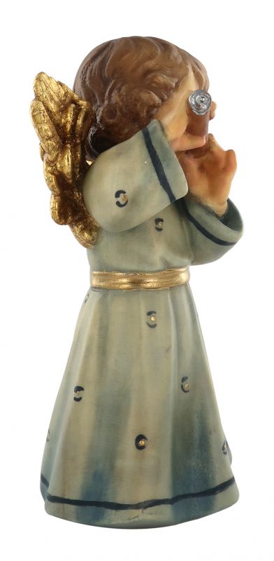 statuina dell'angioletto con flauto traverso, linea da 10 cm, in legno dipinto a mano, collezione angeli sissi - demetz deur