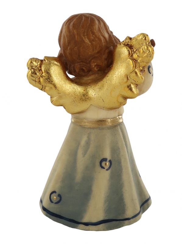 statuina dell'angioletto con flauto traverso, linea da 7 cm, in legno dipinto a mano, collezione angeli sissi - demetz deur