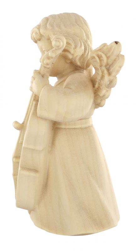 statuina dell'angioletto con violoncello, linea da 10 cm, in legno naturale, collezione angeli sissi - demetz deur