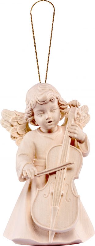 angelo sissi con cello da appendere - demetz - deur - statua in legno dipinta a mano. altezza pari a 5 cm.