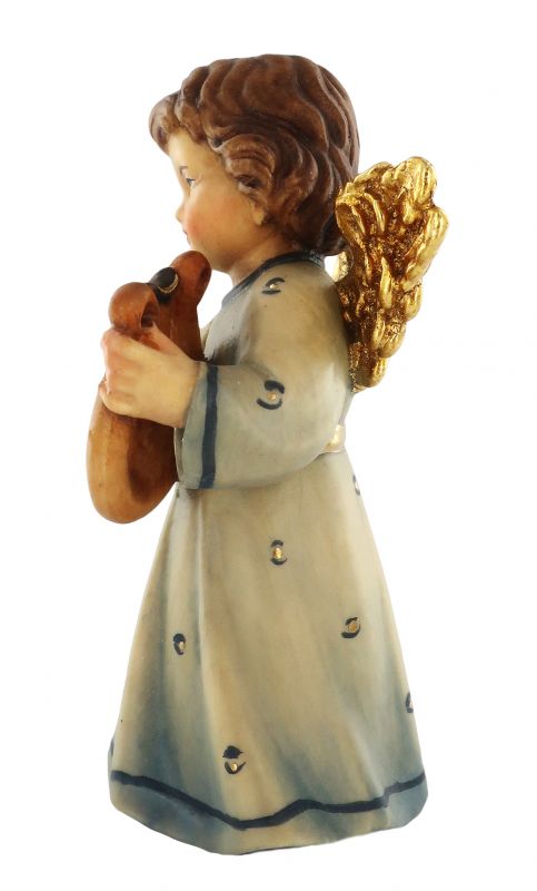 statuina dell'angioletto con lira, linea da 10 cm, in legno dipinto a mano, collezione angeli sissi - demetz deur