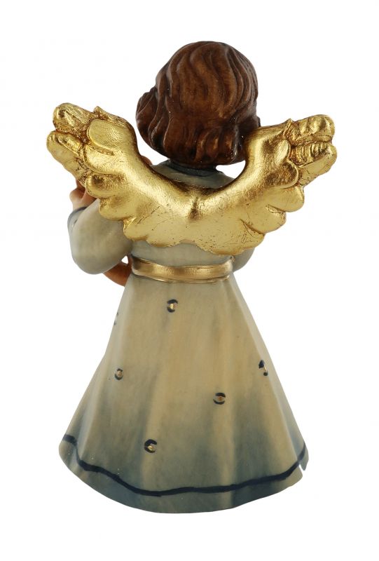 statuina dell'angioletto con lira, linea da 10 cm, in legno dipinto a mano, collezione angeli sissi - demetz deur