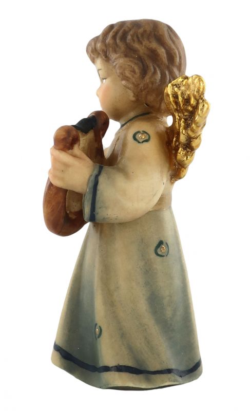 statuina dell'angioletto con lira, linea da 7 cm, in legno dipinto a mano, collezione angeli sissi - demetz deur