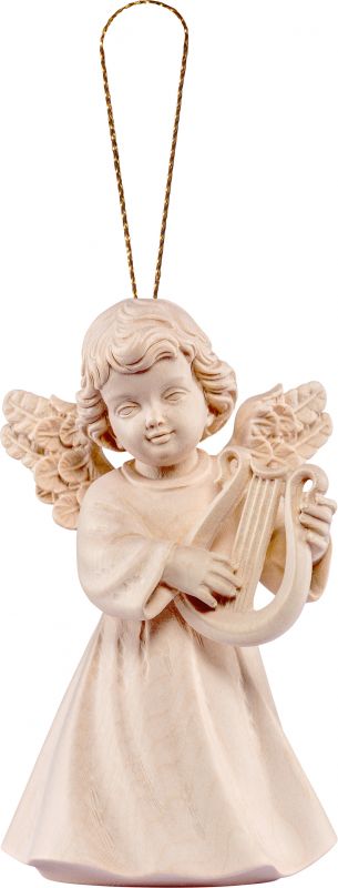 angelo sissi con lira da appendere - demetz - deur - statua in legno dipinta a mano. altezza pari a 5 cm.