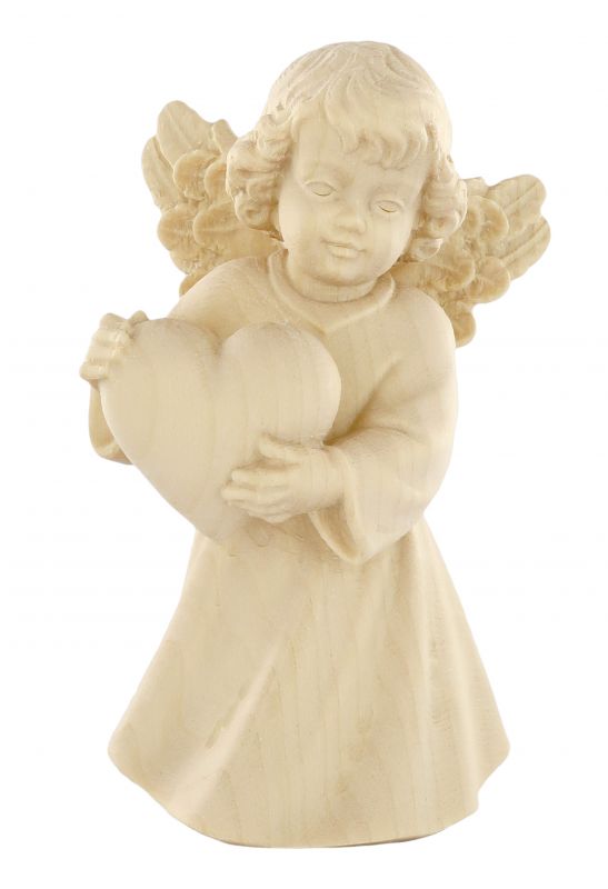 statuina dell'angioletto con cuore, linea da 10 cm, in legno naturale, collezione angeli sissi - demetz deur
