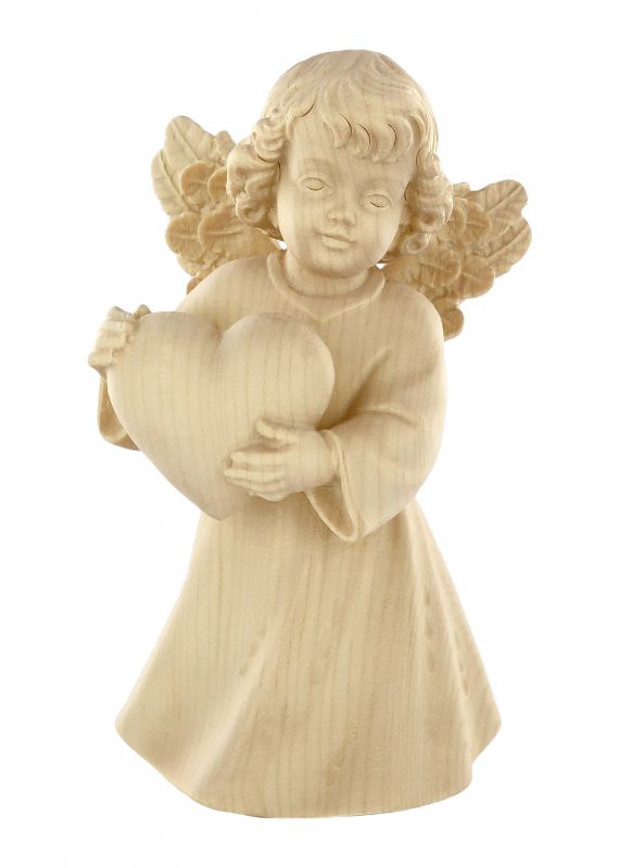 statuina dell'angioletto con cuore, linea da 14 cm, in legno naturale, collezione angeli sissi - demetz deur