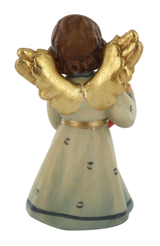 statuina dell'angioletto con cuore, linea da 10 cm, in legno dipinto a mano, collezione angeli sissi - demetz deur