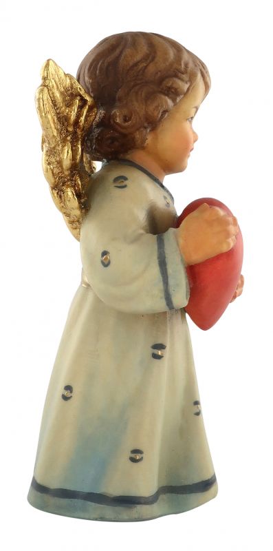 statuina dell'angioletto con cuore, linea da 10 cm, in legno dipinto a mano, collezione angeli sissi - demetz deur