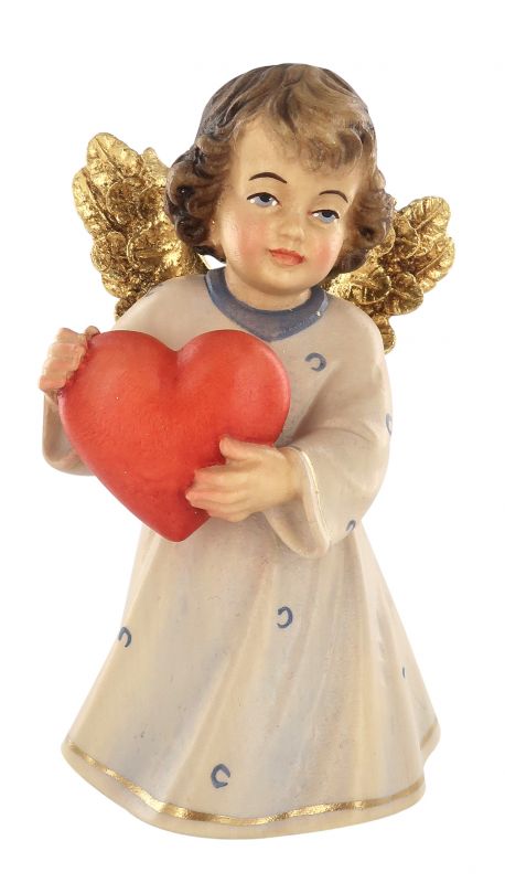 statuina dell'angioletto con cuore, linea da 14 cm, in legno dipinto a mano, collezione angeli sissi - demetz deur