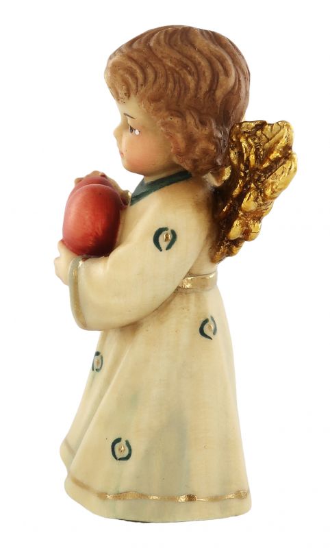 statuina dell'angioletto con cuore, linea da 7 cm, in legno dipinto a mano, collezione angeli sissi - demetz deur