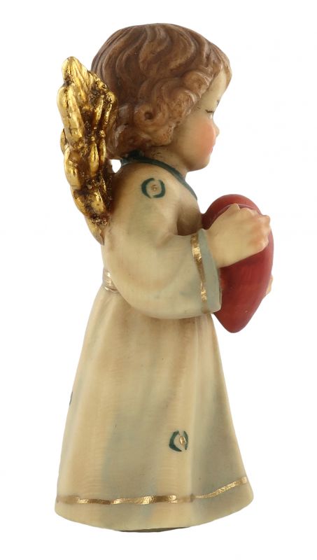 statuina dell'angioletto con cuore, linea da 7 cm, in legno dipinto a mano, collezione angeli sissi - demetz deur