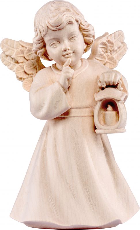 statua dell'angioletto con lanterna, linea da 28 cm, in legno naturale, collezione angeli sissi - demetz deur