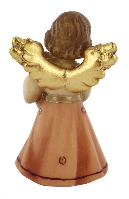 statuina dell'angioletto con orsacchiotto, linea da 7 cm, in legno dipinto a mano, collezione angeli sissi - demetz deur
