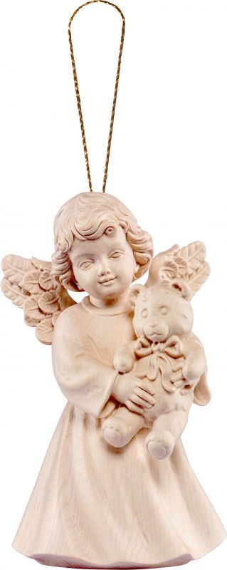 angelo sissi con orsacchiotto da appendere - demetz - deur - statua in legno dipinta a mano. altezza pari a 5 cm.