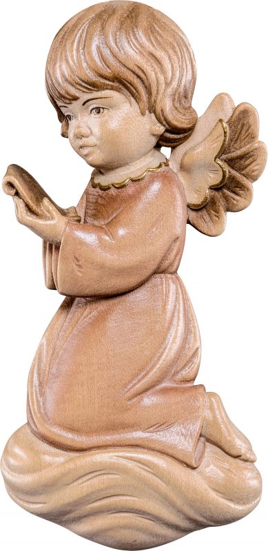 angelo pitti che canta - demetz - deur - statua in legno dipinta a mano. altezza pari a 12 cm.