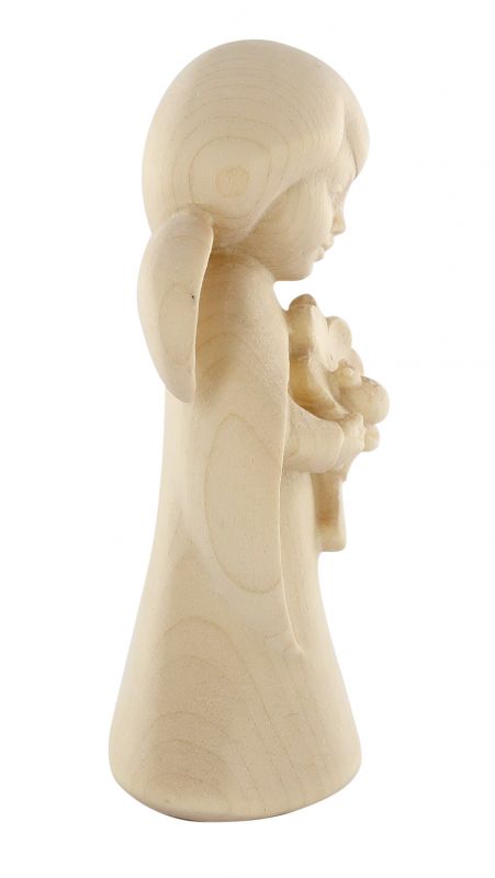 statuina dell'angioletto con quadrifoglio, linea da 11 cm, in legno naturale, collezione angeli sognatori - demetz deur