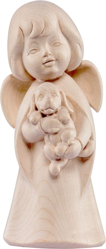 angelo sognatore con cagnolino - demetz - deur - statua in legno dipinta a mano. altezza pari a 16 cm.