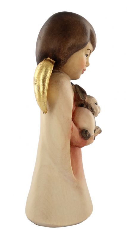 statuina dell'angioletto con coniglietto, linea da 11 cm, in legno dipinto a mano, collezione angeli sognatori - demetz deur