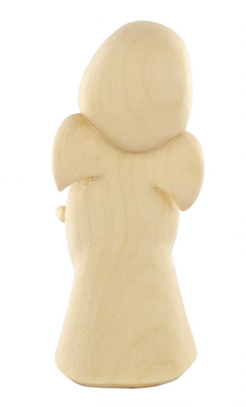 statuina dell'angioletto con cavallo giocattolo, linea da 6 cm, in legno naturale, collezione angeli sognatori - demetz deur