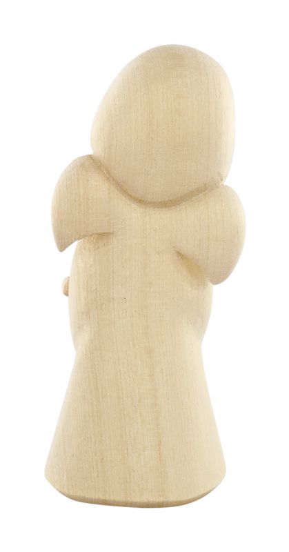statuina dell'angioletto con cavallo giocattolo, linea da 8 cm, in legno naturale, collezione angeli sognatori - demetz deur