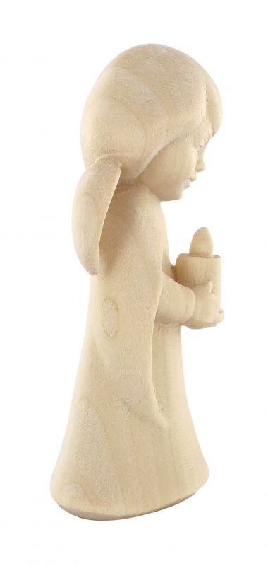 statuina dell'angioletto con candela, linea da 8 cm, in legno naturale, collezione angeli sognatori - demetz deur
