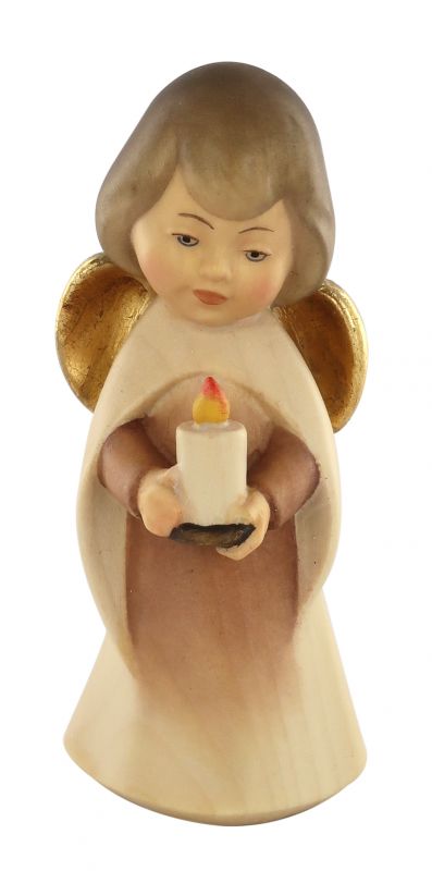 statuina dell'angioletto con candela, linea da 11 cm, in legno dipinto a mano, collezione angeli sognatori - demetz deur
