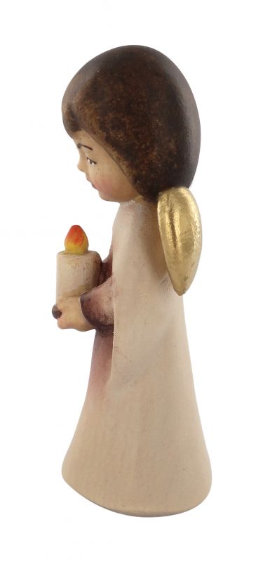 statuina dell'angioletto con candela, linea da 6 cm, in legno dipinto a mano, collezione angeli sognatori - demetz deur