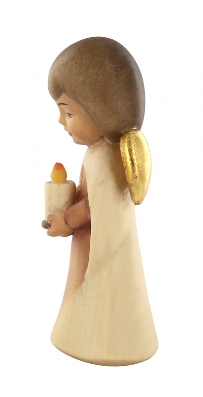 statuina dell'angioletto con candela, linea da 8 cm, in legno dipinto a mano, collezione angeli sognatori - demetz deur