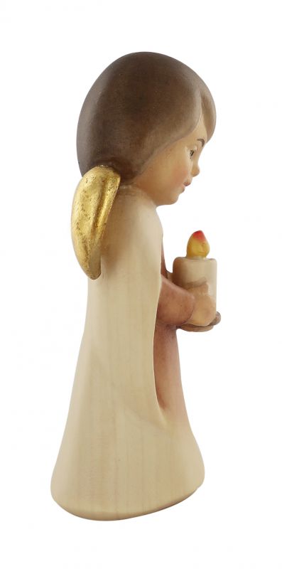 statuina dell'angioletto con candela, linea da 8 cm, in legno dipinto a mano, collezione angeli sognatori - demetz deur