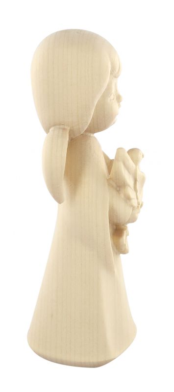 statuina dell'angioletto con colomba, linea da 11 cm, in legno naturale, collezione angeli sognatori - demetz deur