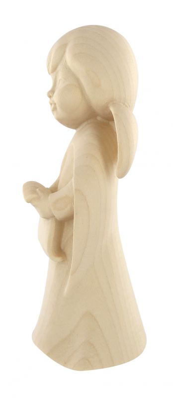 statuina dell'angioletto che canta, linea da 11 cm, in legno naturale, collezione angeli sognatori - demetz deur