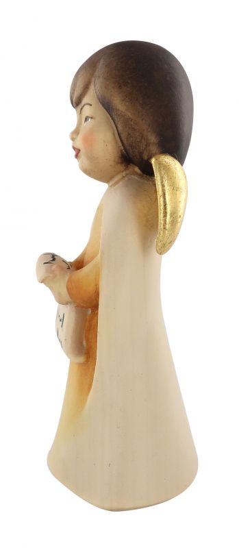 statuina dell'angioletto che canta, linea da 11 cm, in legno dipinto a mano, collezione angeli sognatori - demetz deur