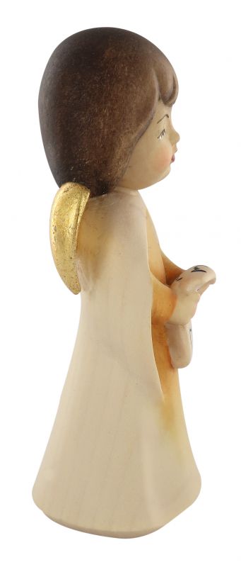 statuina dell'angioletto che canta, linea da 11 cm, in legno dipinto a mano, collezione angeli sognatori - demetz deur