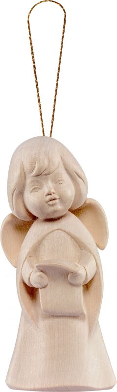 angelo sognatore che canta da appendere - demetz - deur - statua in legno dipinta a mano. altezza pari a 5 cm.