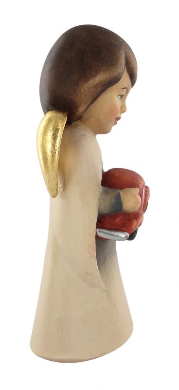 statuina dell'angioletto con macchinina, linea da 11 cm, in legno dipinto a mano, collezione angeli sognatori - demetz deur