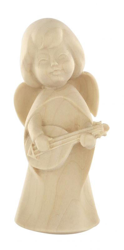 statuina dell'angioletto con mandolino, linea da 11 cm, in legno naturale, collezione angeli sognatori - demetz deur