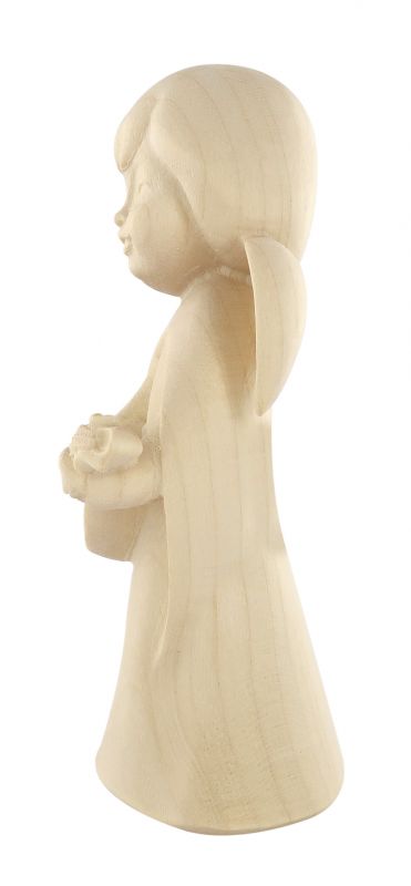 statuina dell'angioletto con mandolino, linea da 11 cm, in legno naturale, collezione angeli sognatori - demetz deur